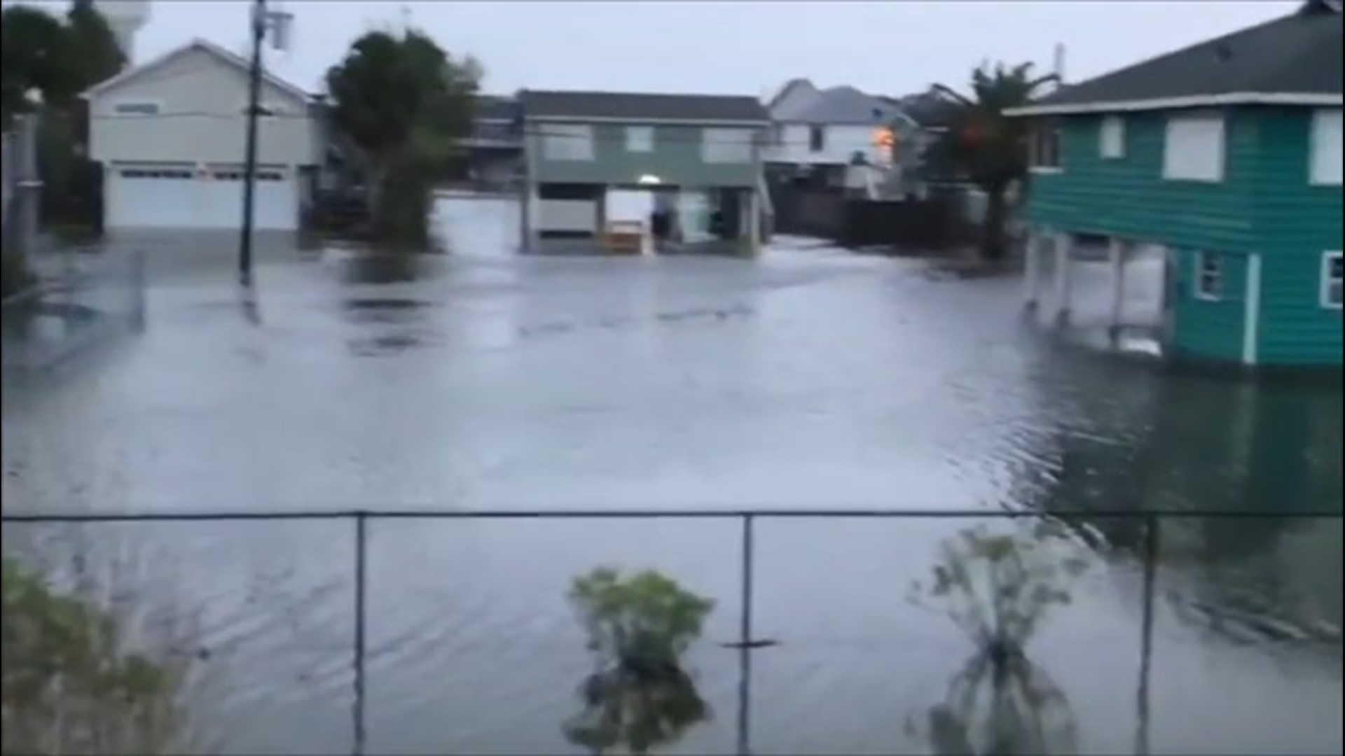 Neighborhoods in Jamaica Beach, Texas, were flooded on Sept. 20 during high tide, as Tropical Storm Beta churned in the Gulf of Mexico.