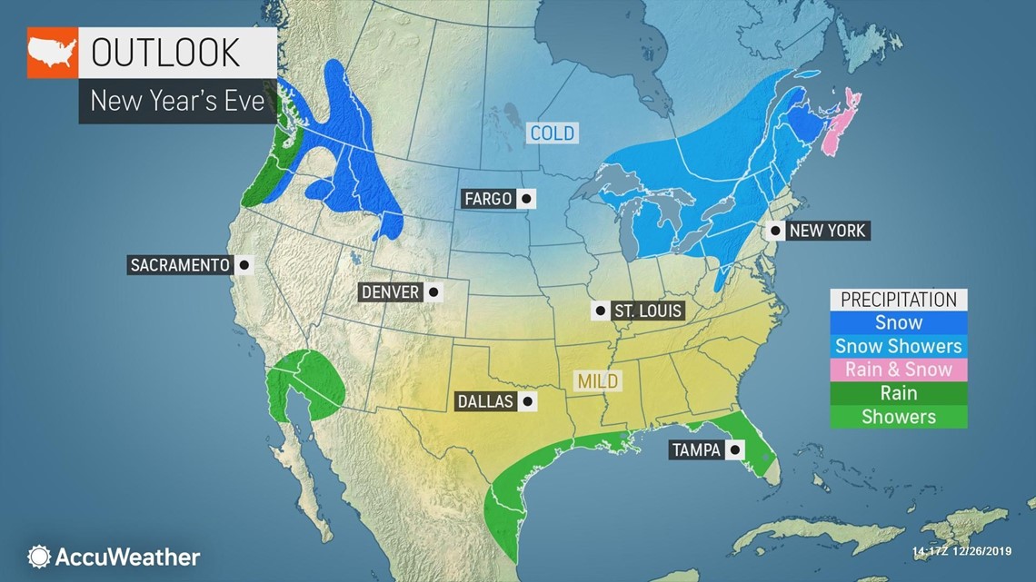 US New Year's Eve Where will the weather cause concern or celebration