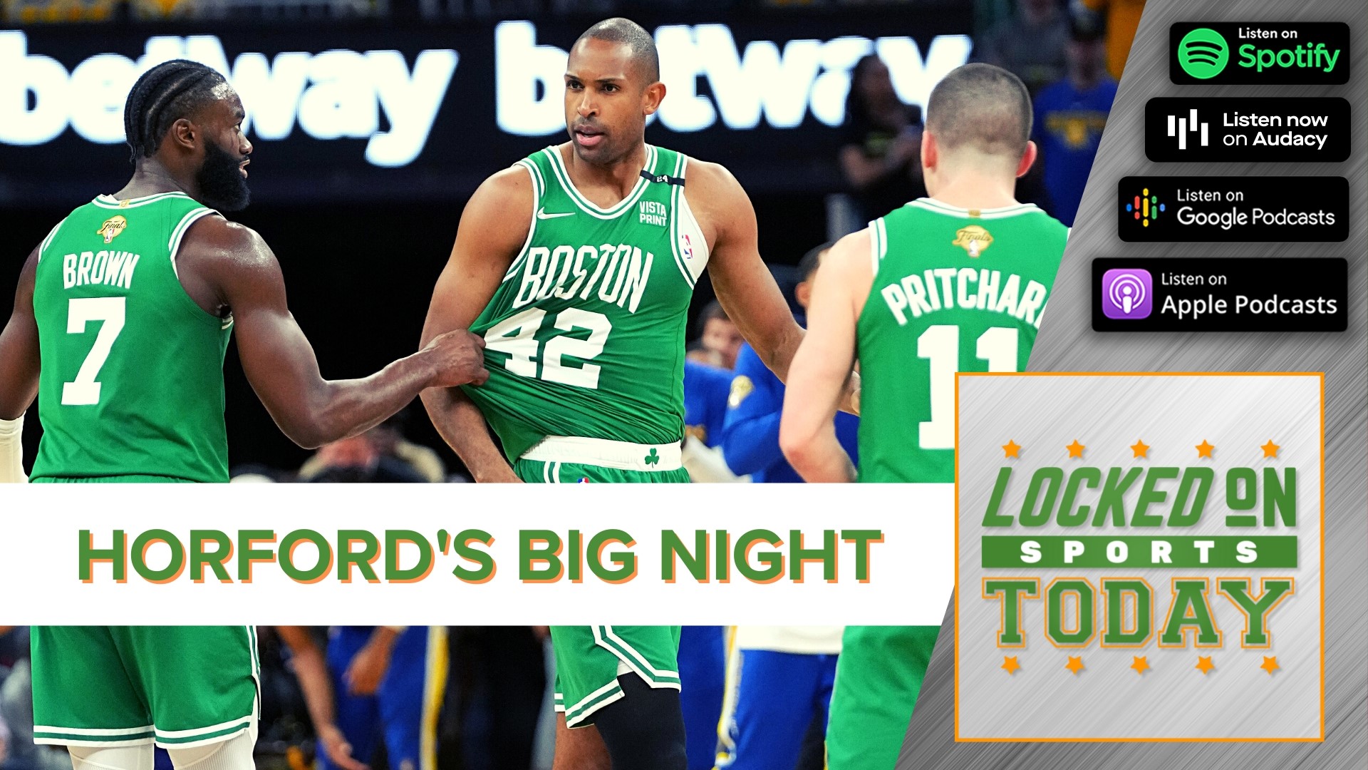 Discussing and debating today's top sports stories from the Celtics handing the Warriors a loss in the playoffs to the LA Chargers lineup for the upcoming NFL season