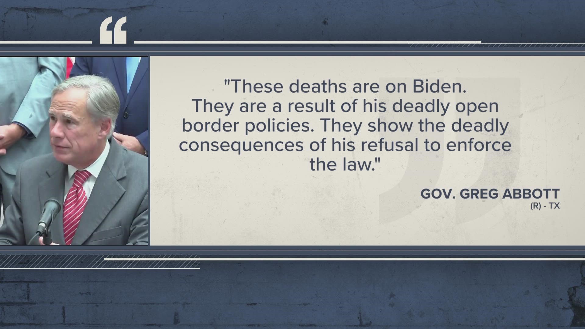 Gov. Abbott blamed President Biden's border policies, while Rep. Joaquin Castro called for an end to Title 42, saying it puts desperate people in grave danger.