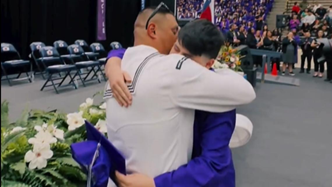 WATCH: Naval service member surprises son at Texas graduation - Vimarsana News