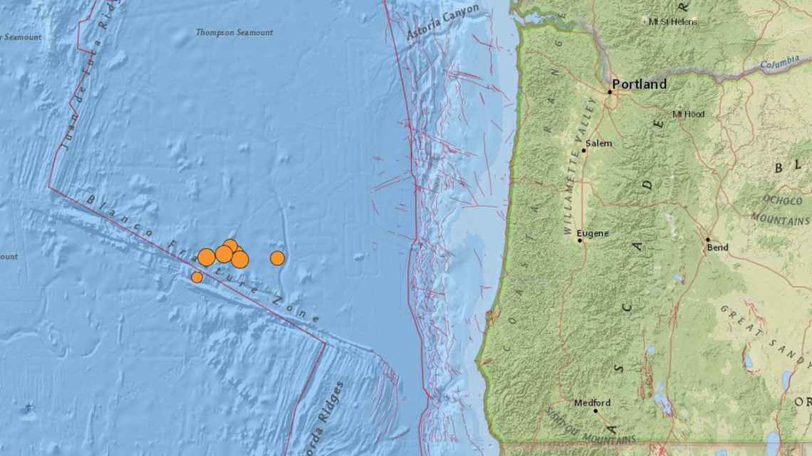 6 earthquakes off Oregon coast Thursday morning