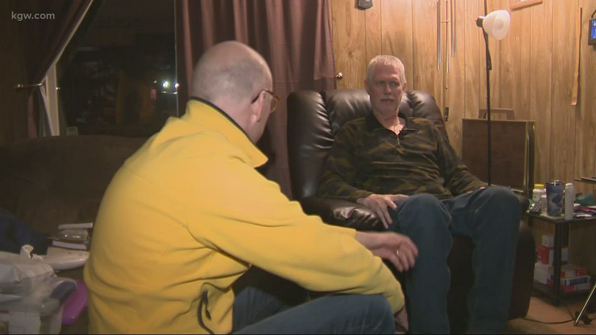 A Greyhound bus driver, Clint Lawson, recounts the attack that left his throat slashed.