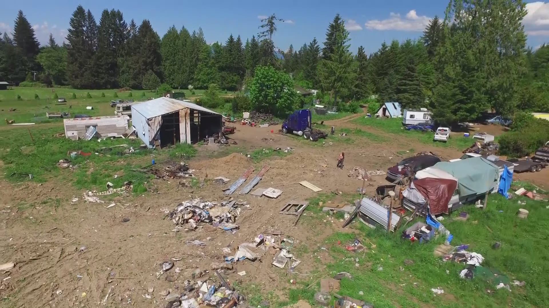Drone video: Trashed property in Clackamas County