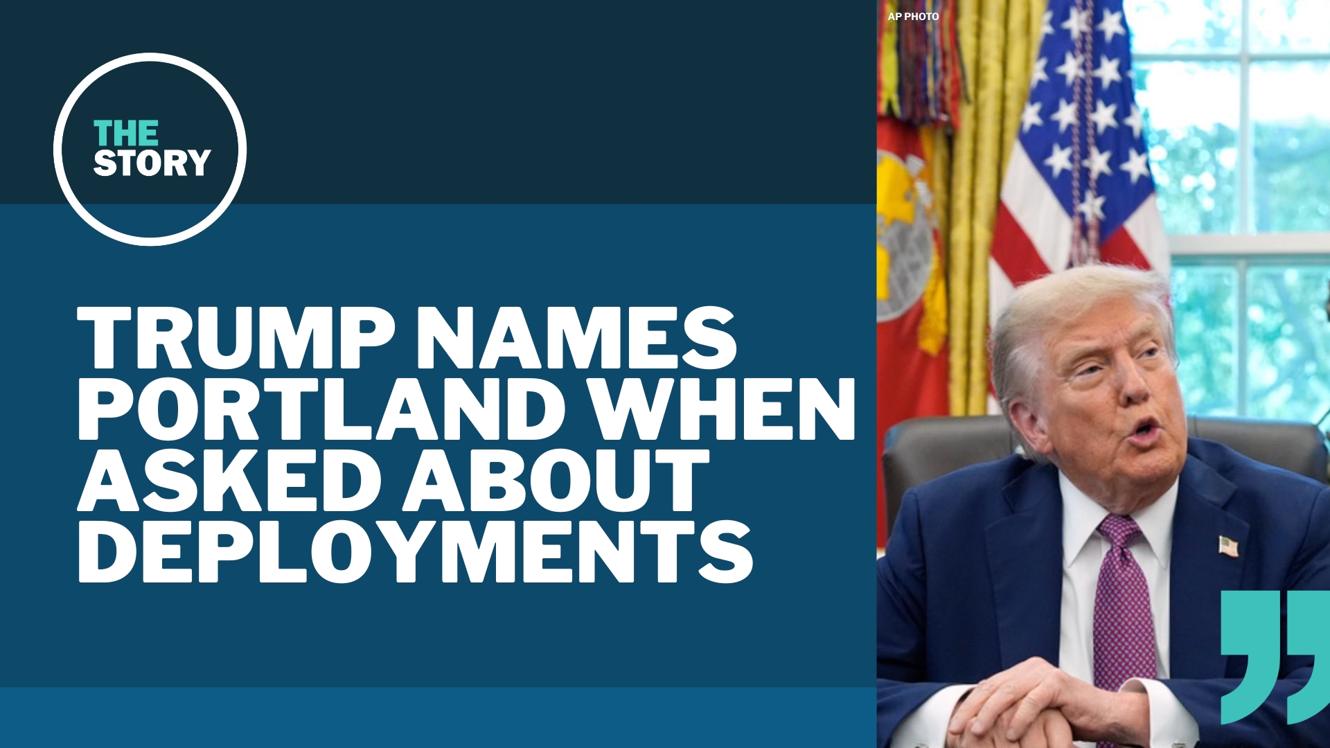 When asked where he'd send the National Guard next, Trump said he had decided on a city but wasn't going to say which one — but then immediately brought up Portland.