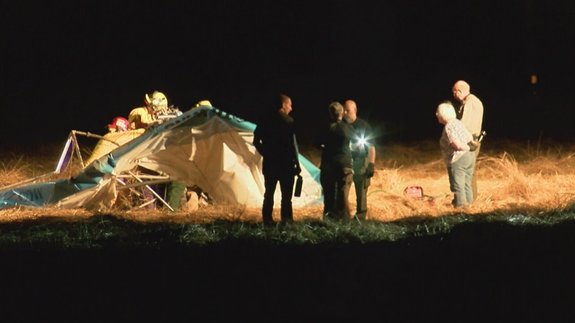 Officials said two people died in a crash while flying in a powered hand glider-type aircraft just north of Albany Friday evening.