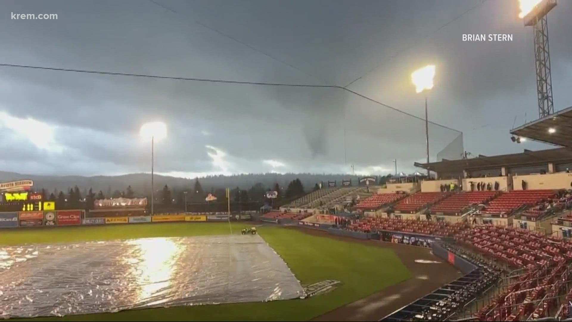 Storms Friday afternoon produced severe weather and two tornadoes that caused damage near Spokane, the National Weather Service confirmed.