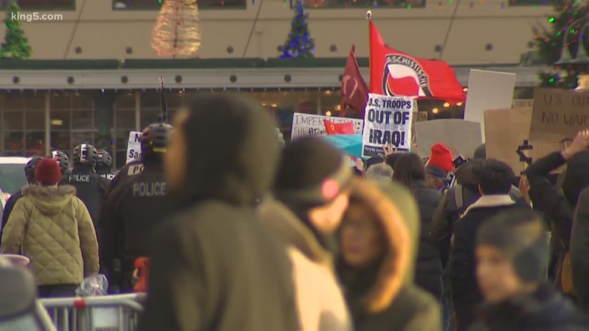 The Seattle demonstration was just one of several that happened across the country protesting President Trump’s decision to initiate an airstrike on Iran.