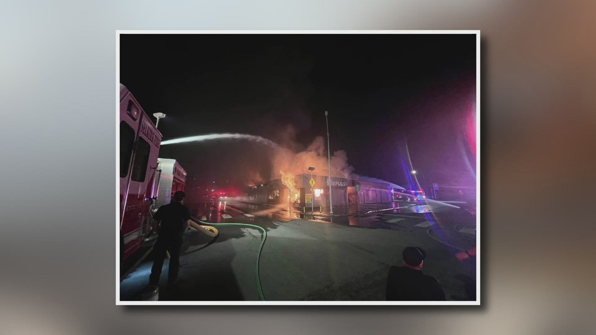 An overnight fire destroyed the Army Surplus store in downtown Sandpoint