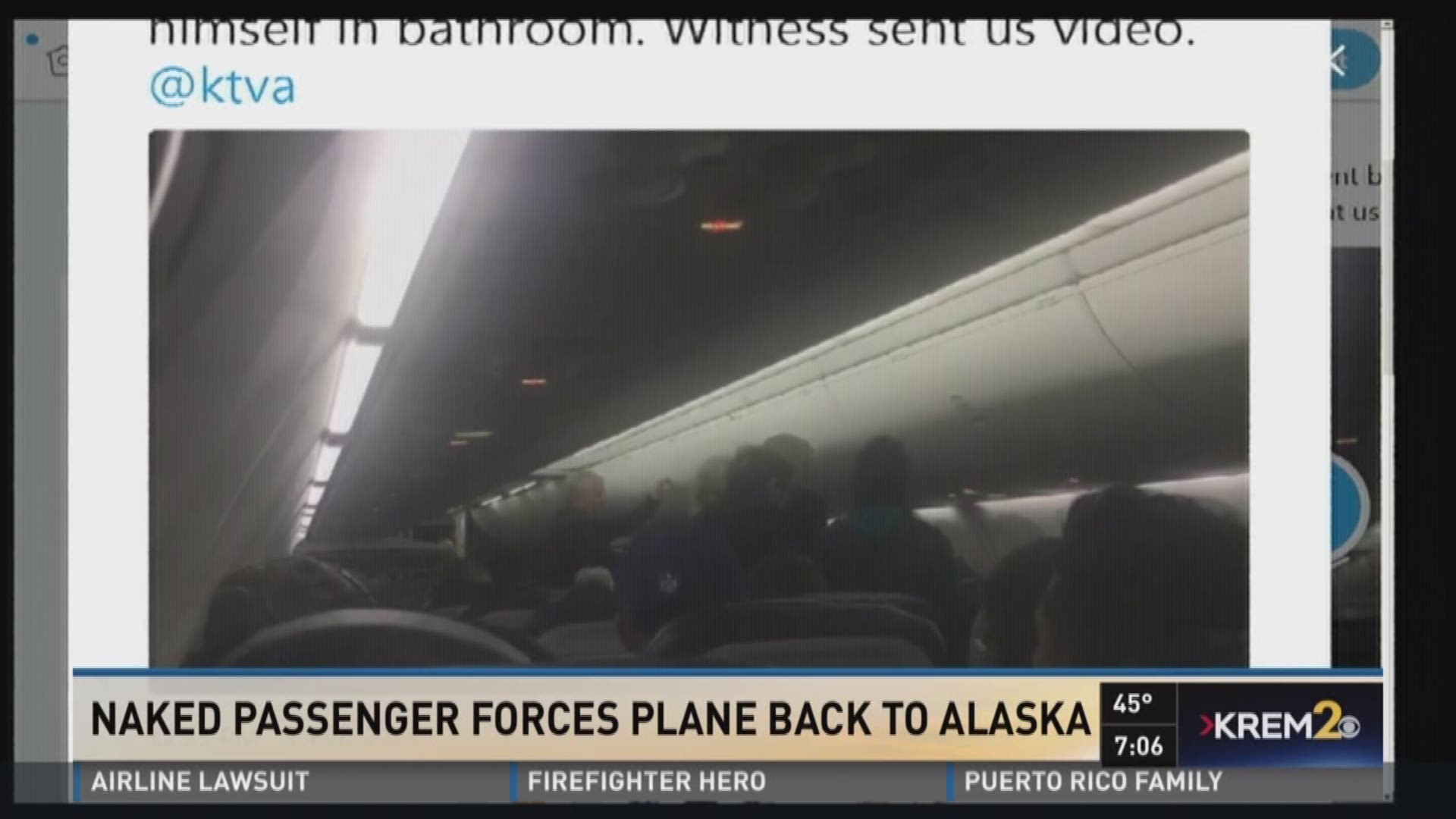 Naked passenger forces plane back to Anchorage