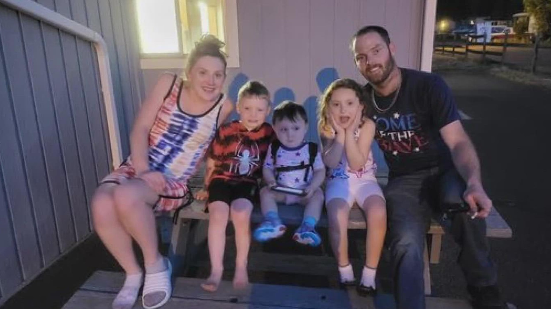 Adam and Chantelle Thomas were forced to evacuate in the middle of the night with their three kids.