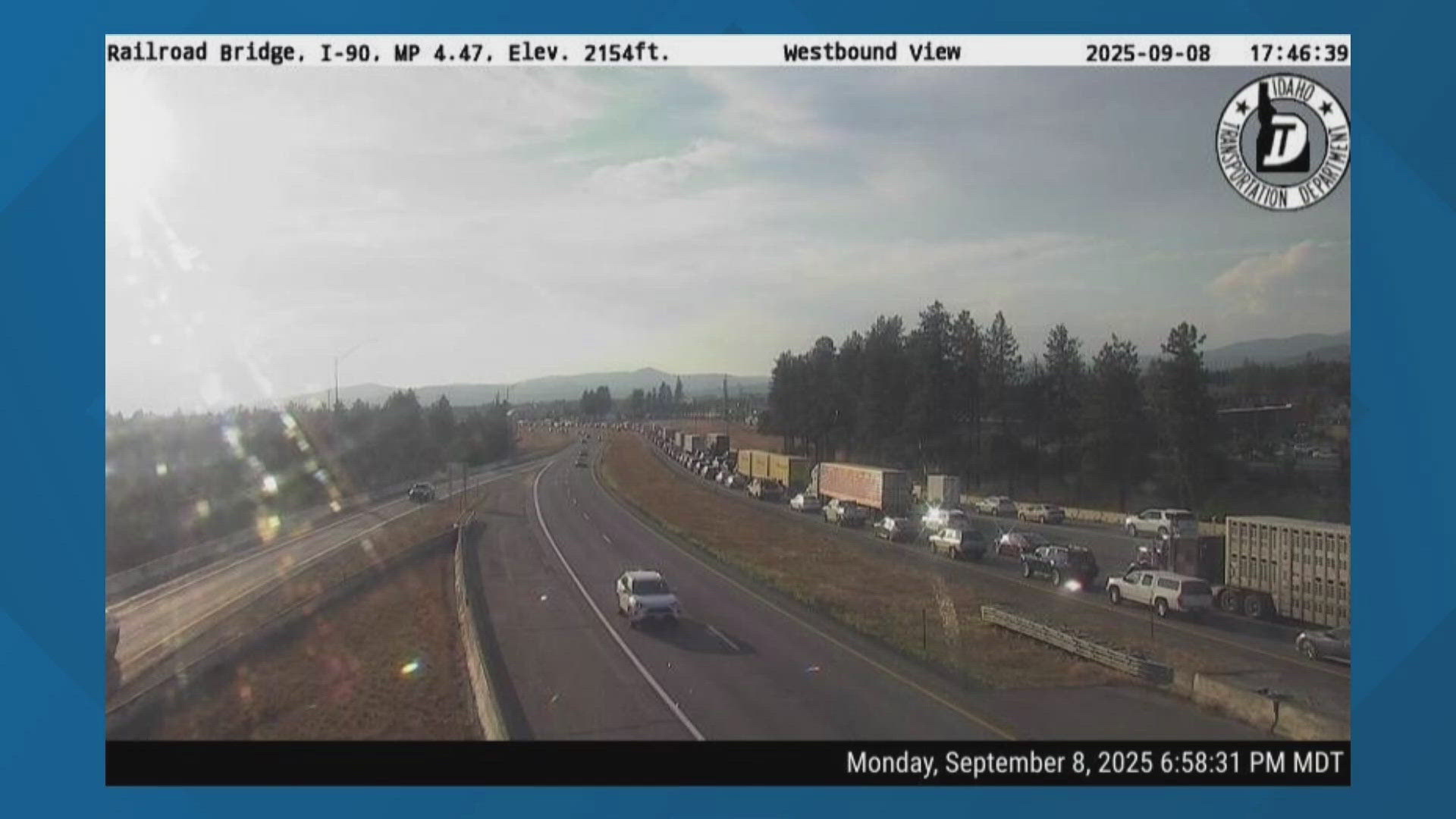 ISP said a man was killed in a four-car crash on I-90 in Post Falls late Monday afternoon.