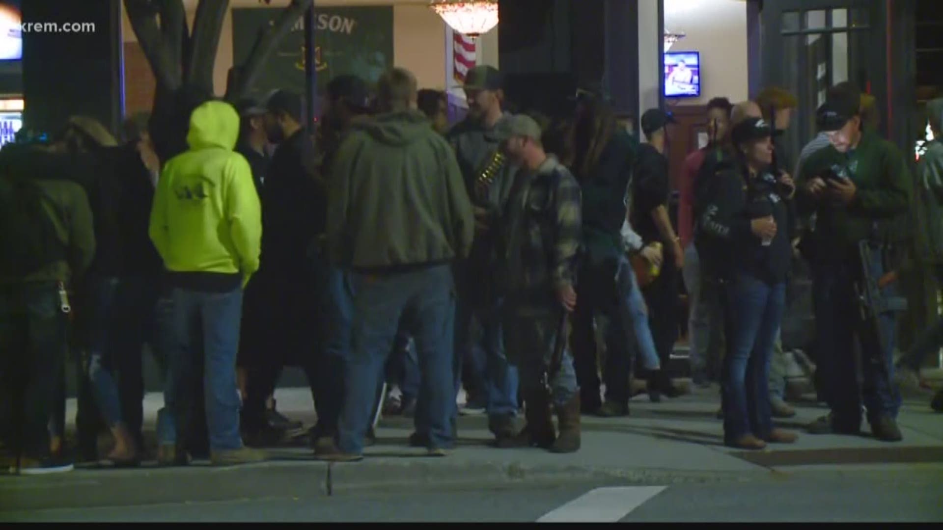 Protesters and armed citizens gathered in downtown Coeur d'Alene for the second straight night in response to the death of George Floyd.