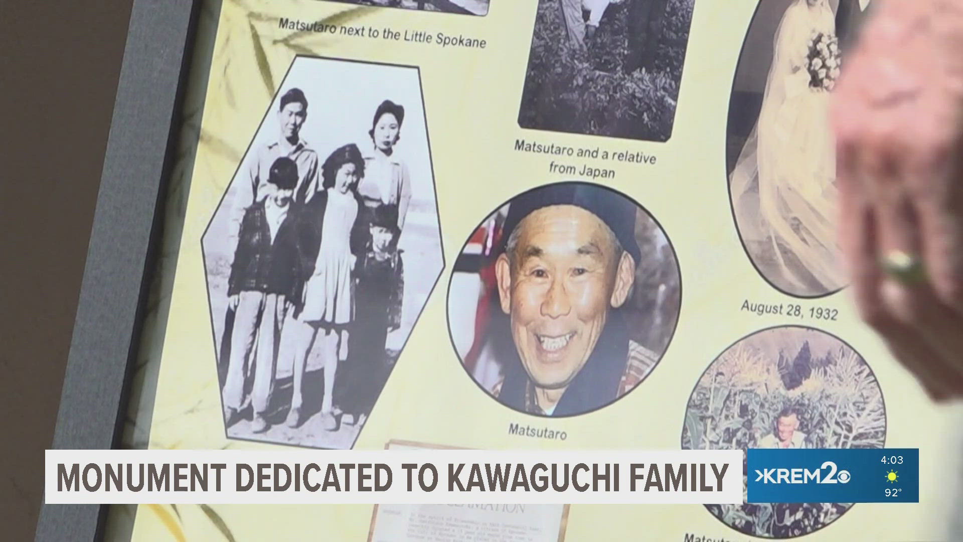 The Kawaguchis, a local family who spent time in a U.S. Japanese internment camp during World War II, were honored during a monument dedication Friday.