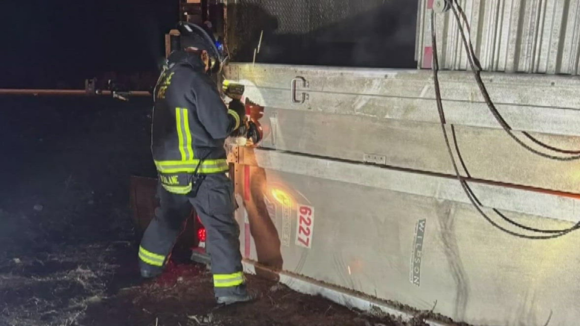 Boise Fire said the semi overturned, trapping the driver and cattle. The department had to extract them from the semi.