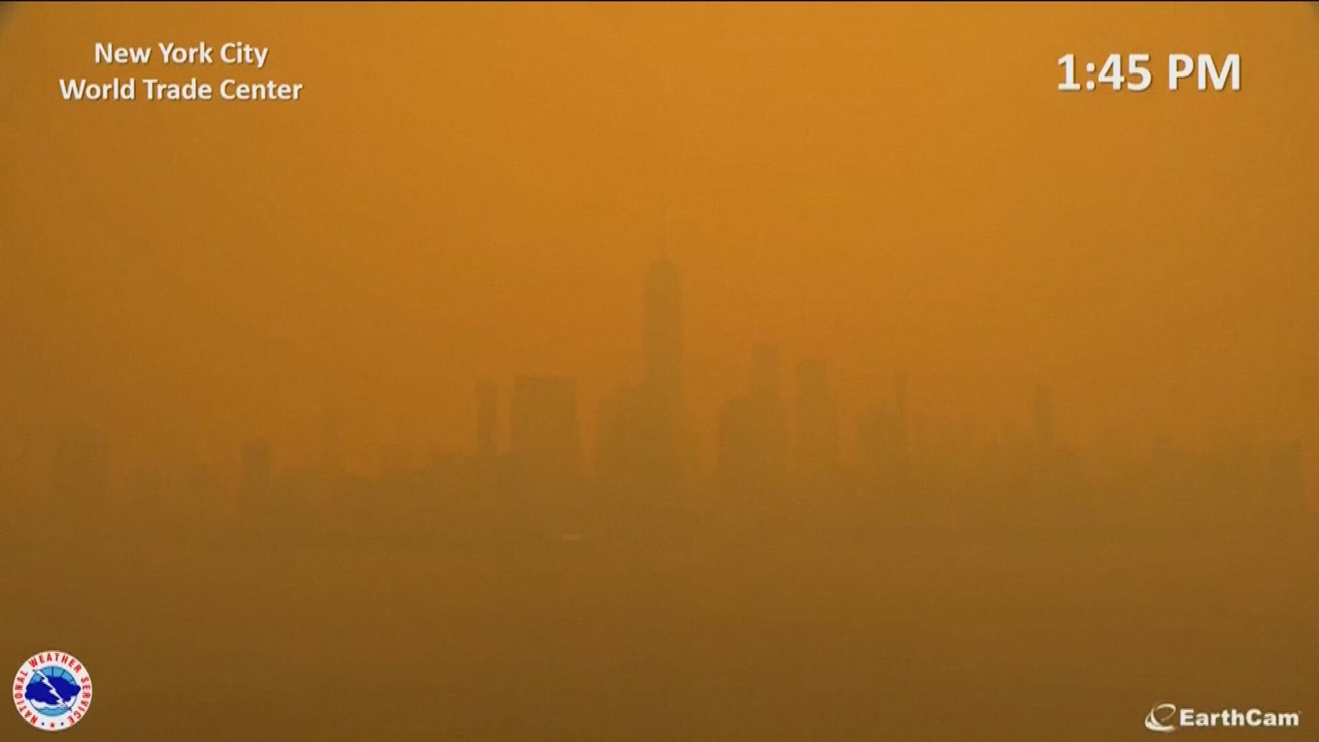 The smoke has given a dystopian quality to some cities, with New York looking like a sepia filter was applied over the city.
