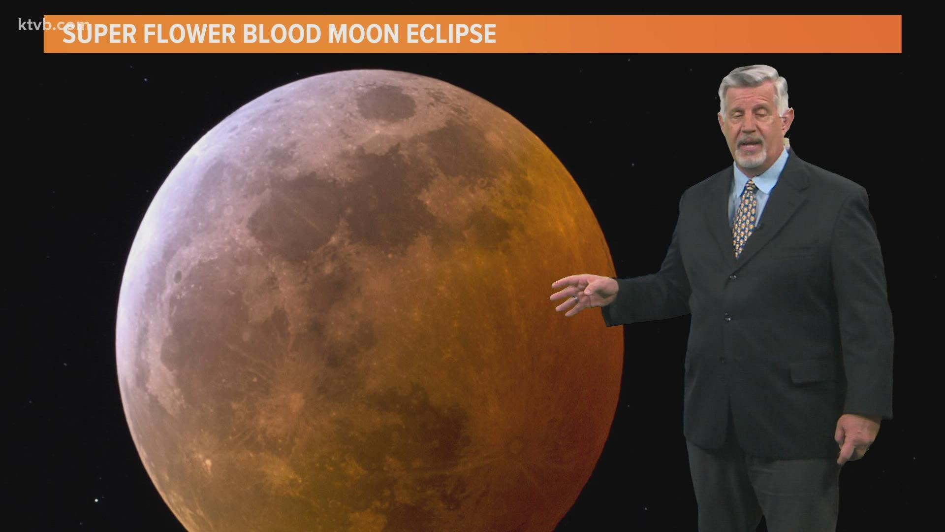 A lunar eclipse will be visible the night of Sunday, May 15, 2022. KTVB meteorologist Jim Duthie explains what to watch for, and when.