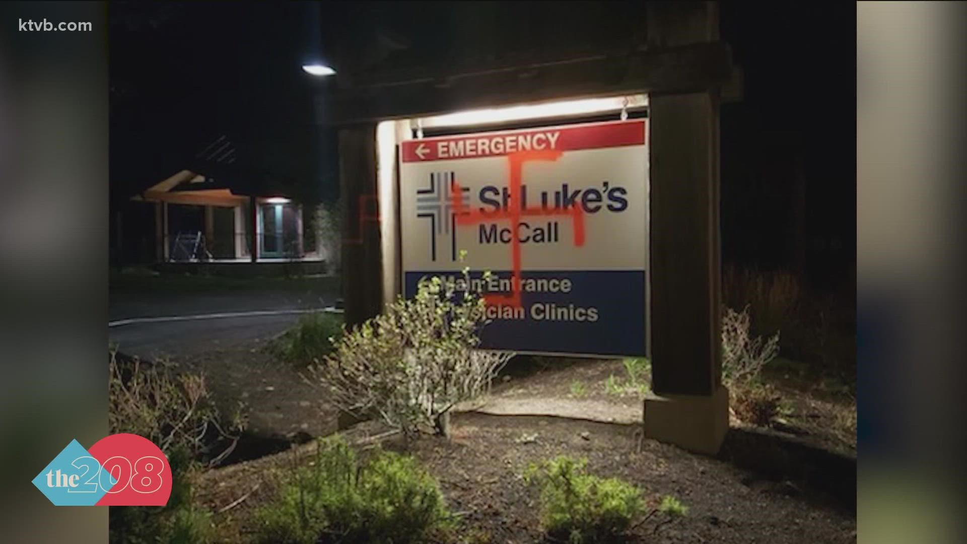 St. Luke's hospital in McCall was vandalized with a swastika Sunday morning.