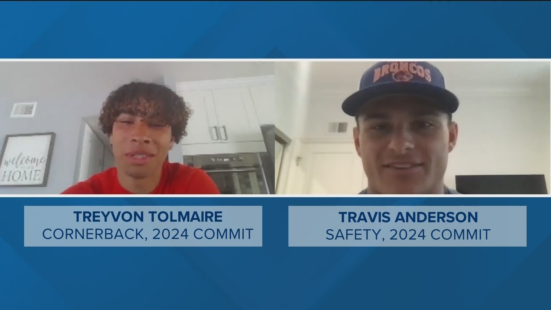 Treyvon Tolmaire and Travis Anderson play side-by-side in the secondary, and have played together since youth football. The two are committed to Boise State.