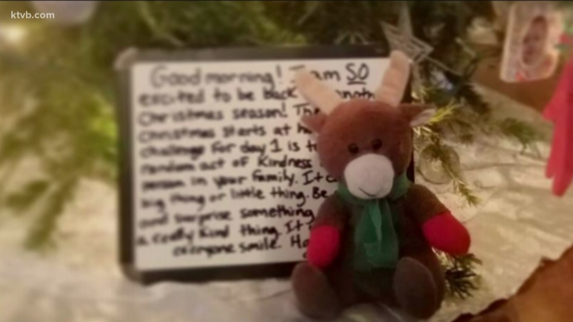Each day leading up to Christmas, kids will find Randy the Reindeer holding a new card in his arms, an act of kindness challenge for the day.