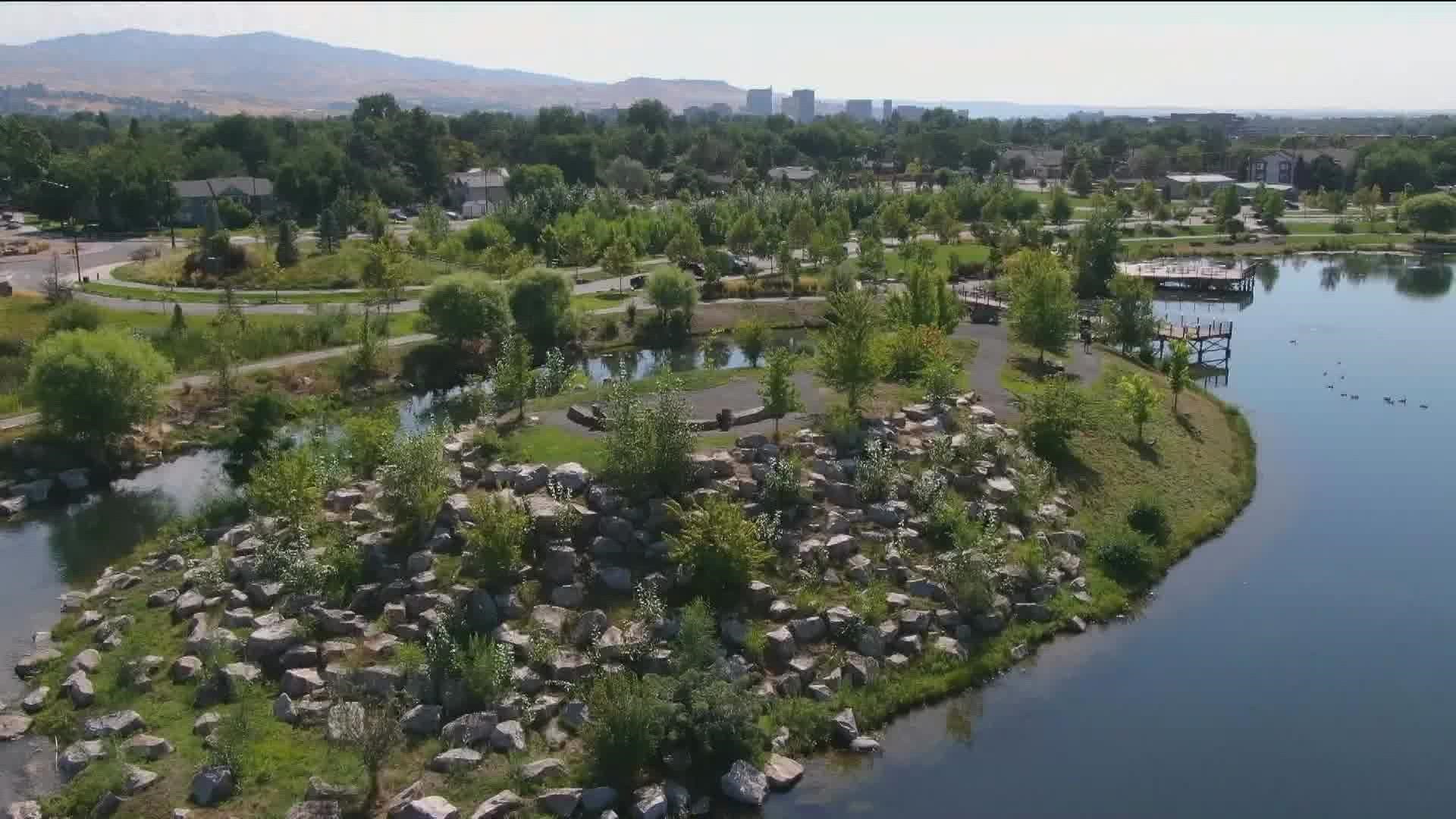 The 55-acre park, completed in 2016, is a popular spot in Boise during the summer months, due to the fact that 22 acres of the space is water.