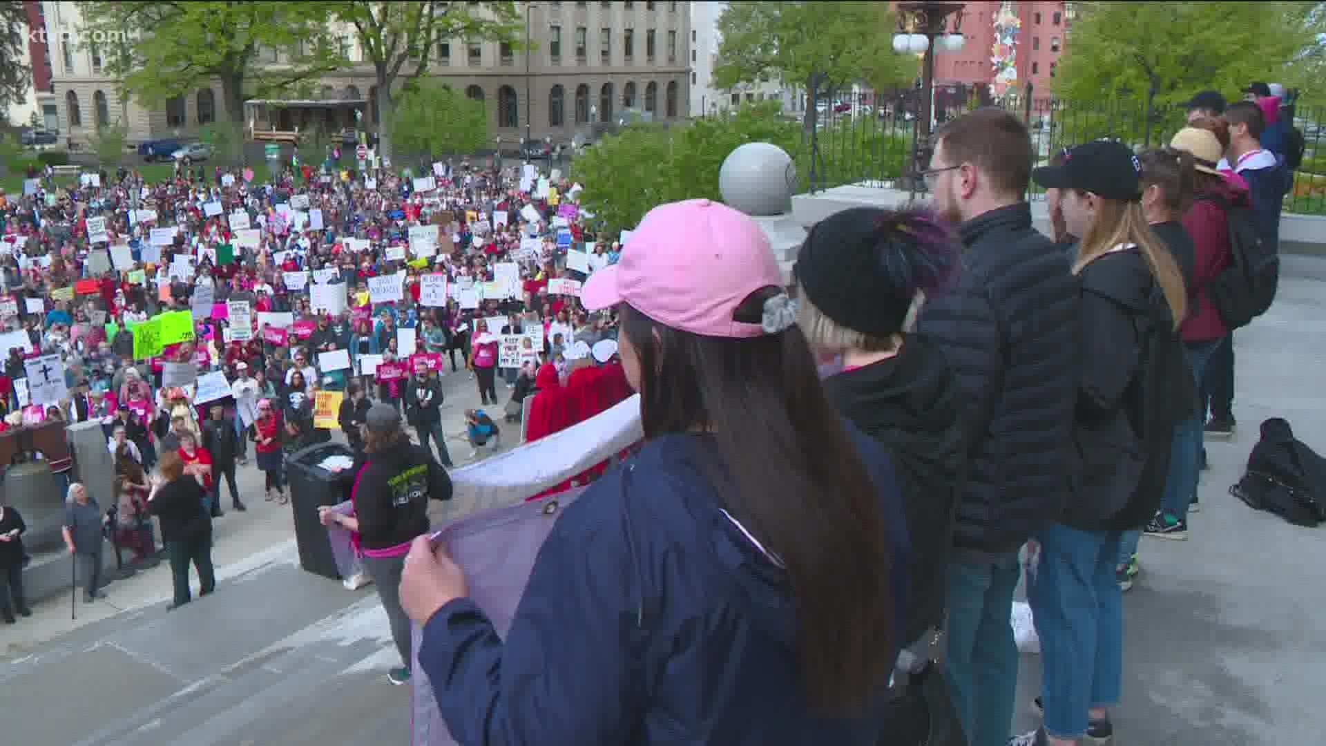Officers with the Boise Police Department arrested two people at demonstrations Saturday, including an organizer of one of the abortion rights rallies.