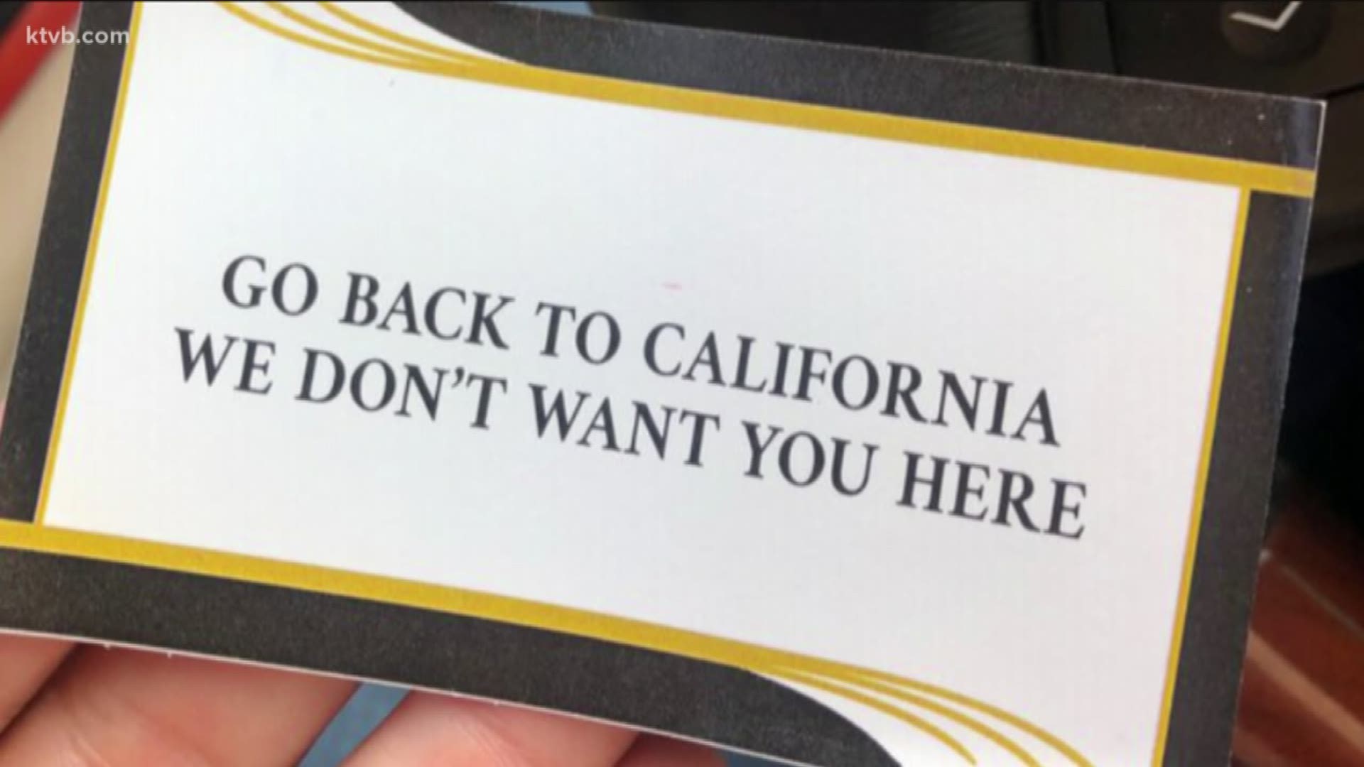 Rausa, who lives in the Treasure Valley, but still has California license plates, found a note left on his car after work on Sunday.