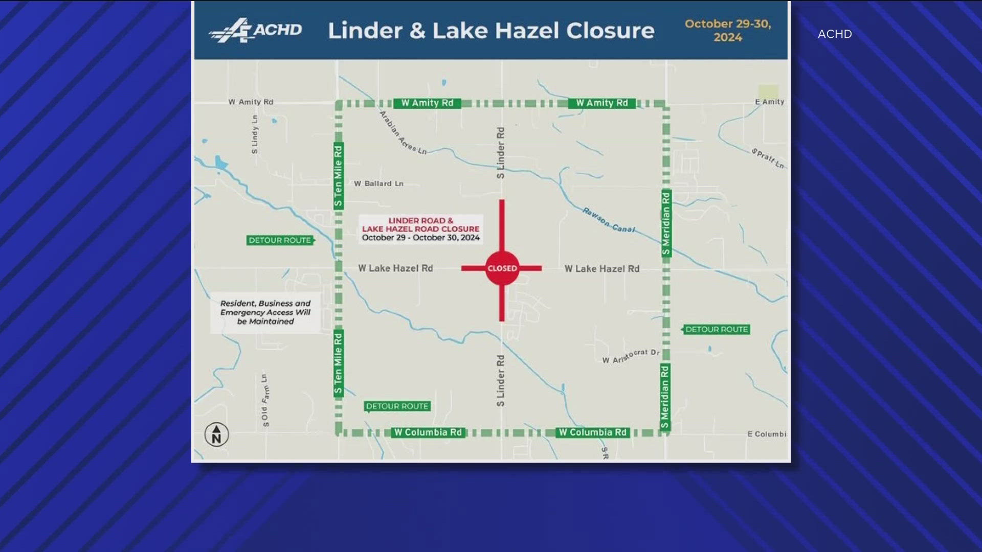 Beginning Tuesday the intersection of Lake Hazel and Linder Roads will be closed for utility work.