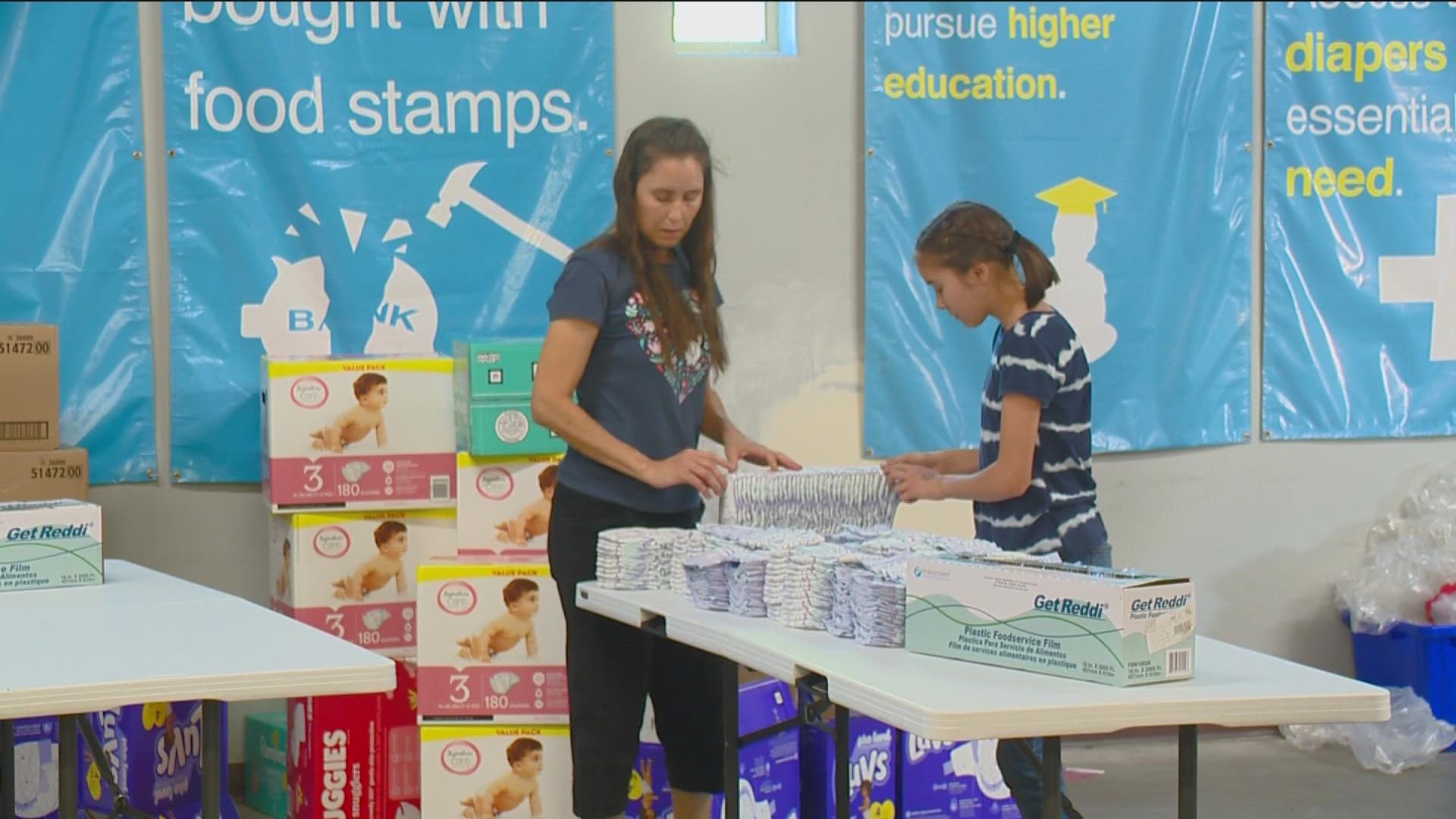 The diaper bank gave out 65,000 diapers in August, which is a 10,000 increase over July.