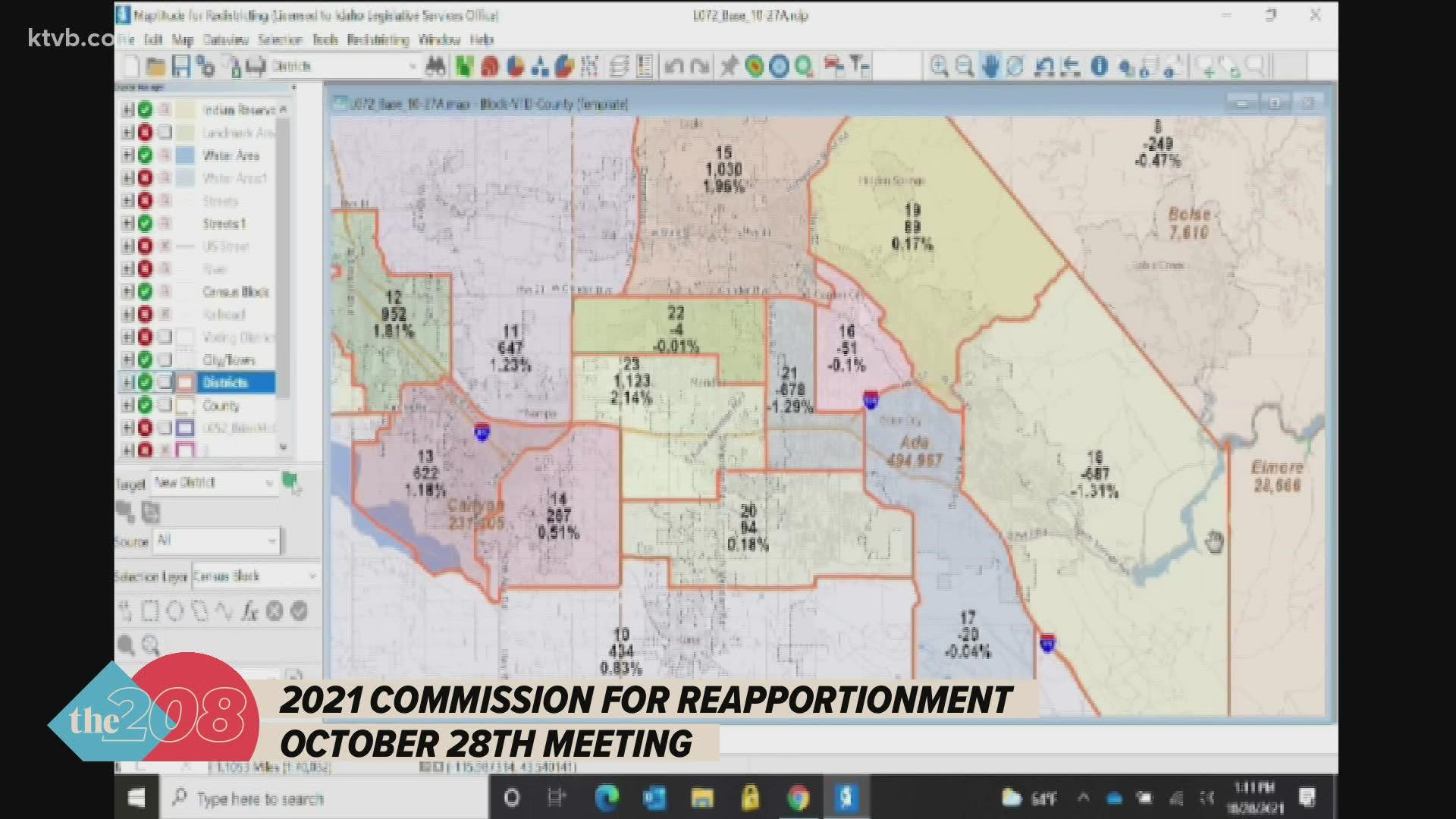 The bipartisan redistricting commission is redrawing Idaho's legislative and congressional districts based on new population numbers from the 2020 census.