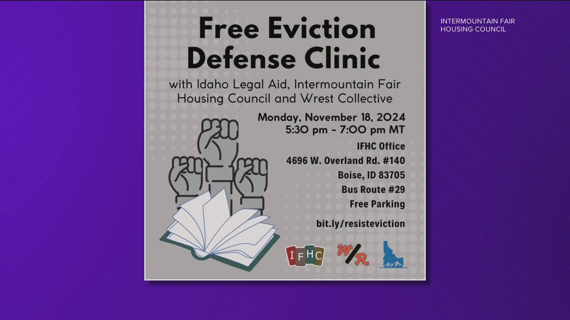 People can go to the free event, bring eviction related documents and learn about what to do if they are facing an eviction.