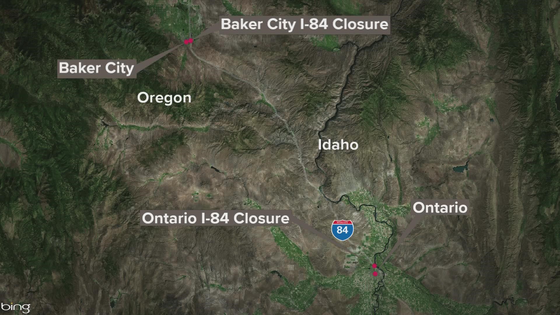 I-84 is closed from Ontario to Baker City as firefighters respond to the Willow Creek Fire that is estimated to be 15 thousand acres.