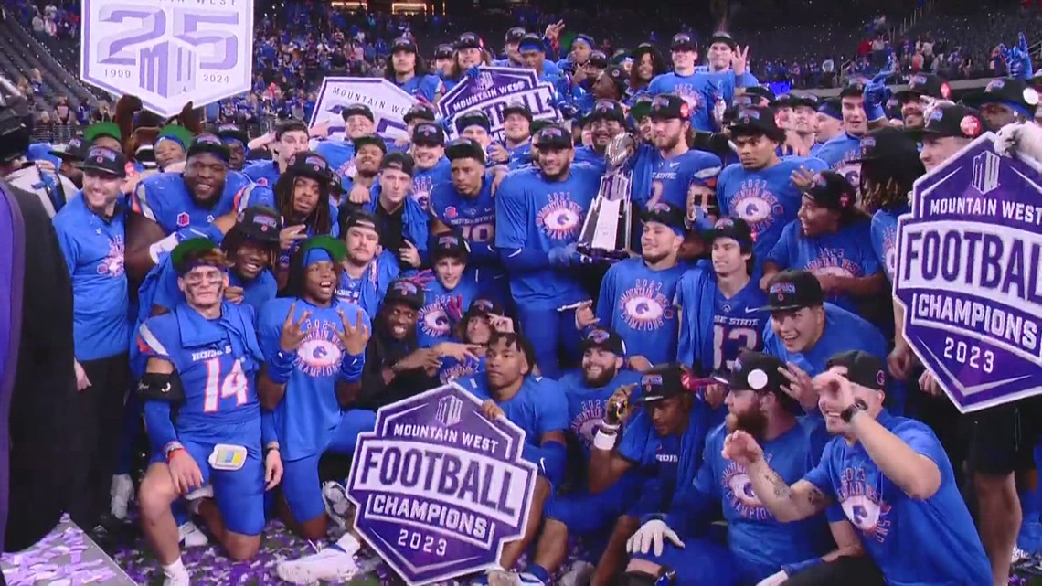 Boise State celebration, interviews after winning Mountain West title