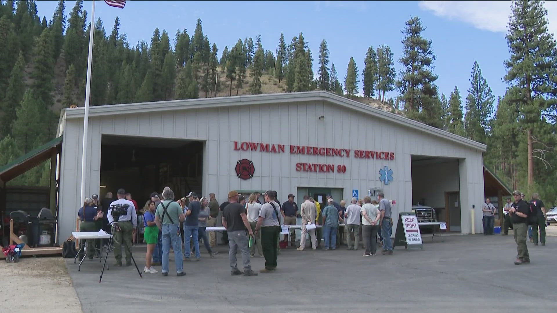 Community members packed into the Lowman Fire Department Tuesday evening to hear the latest of the Wapiti Fire.