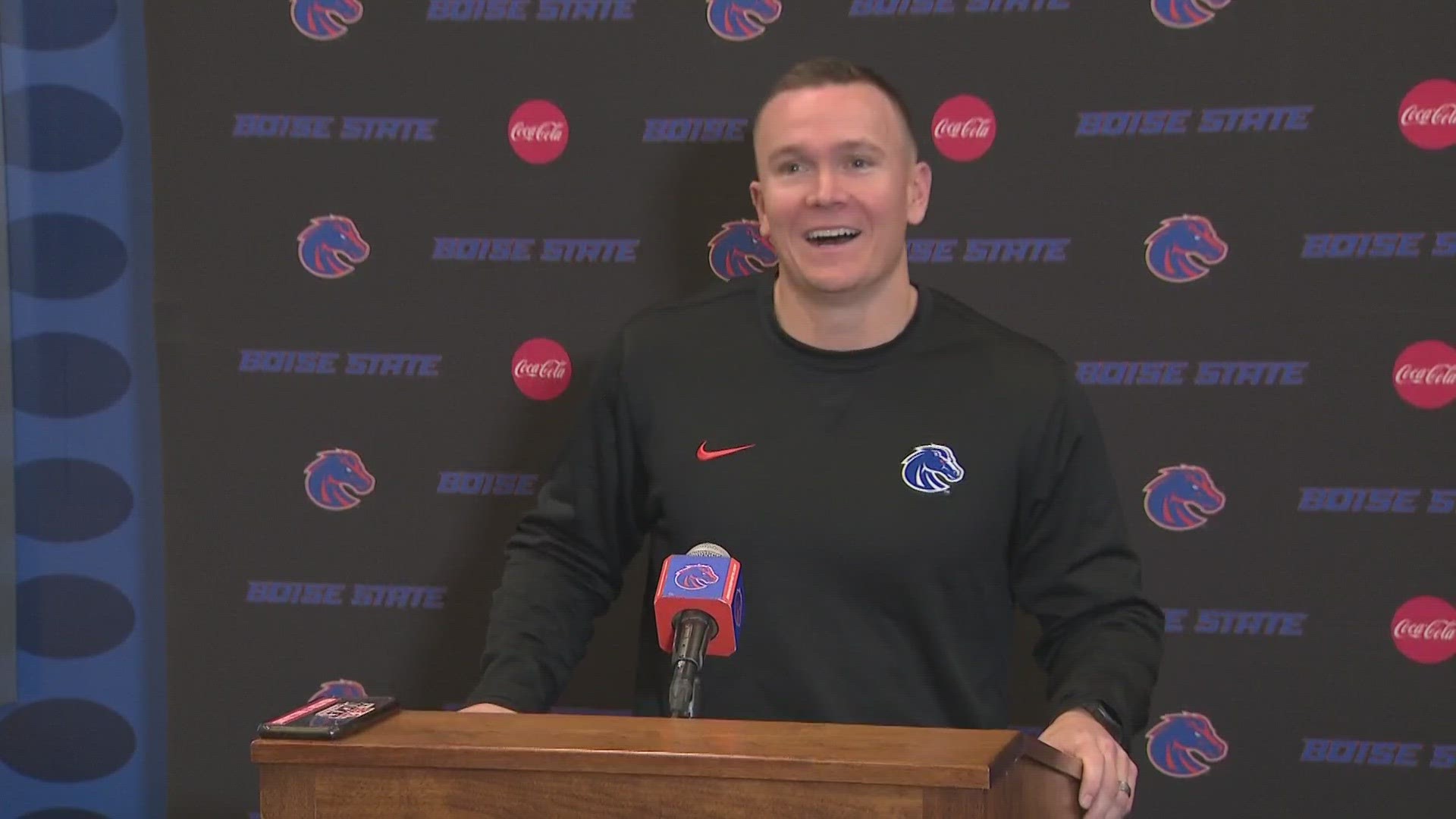Head coach Spencer Danielson, OC Bush Hamdan and DC Erik Chinander discuss Boise State's 2024 signees during National Signing Day on Wednesday, Feb. 7, 2024.