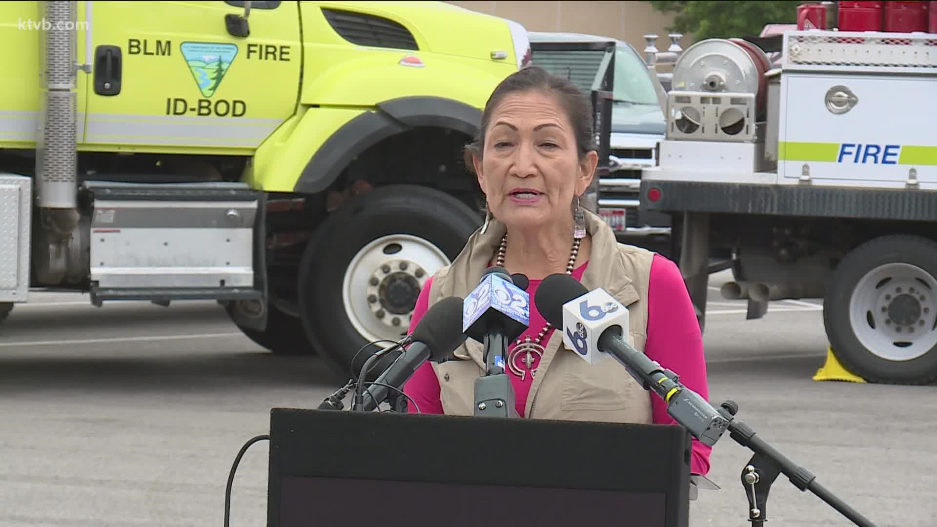 Interior Secretary Deb Haaland made the announcement Friday following a briefing on this year's wildfire season at the National Interagency Fire Center in Boise.
