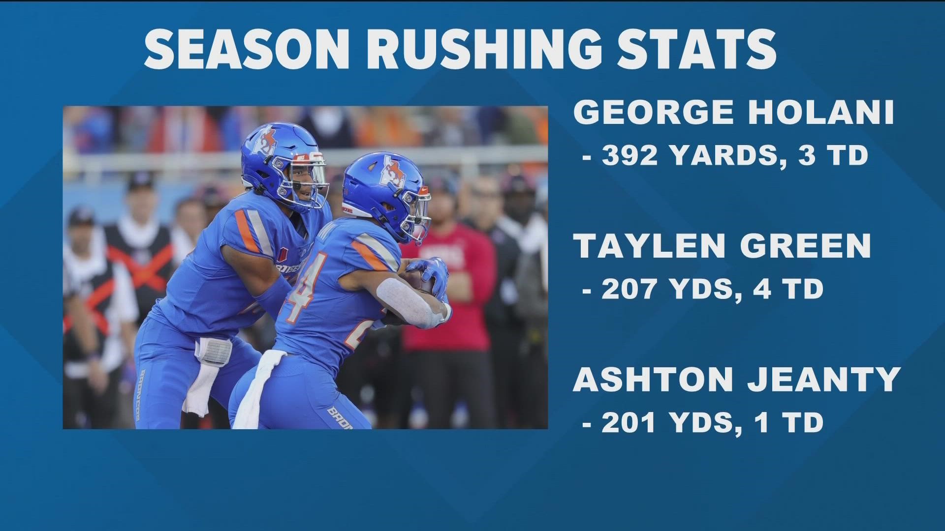 JL Skinner gave the nickname to the trio of Taylen Green, George Holani and Ashton Jeanty on Tuesday. The group rushed for 318 yards in the win over San Diego State.
