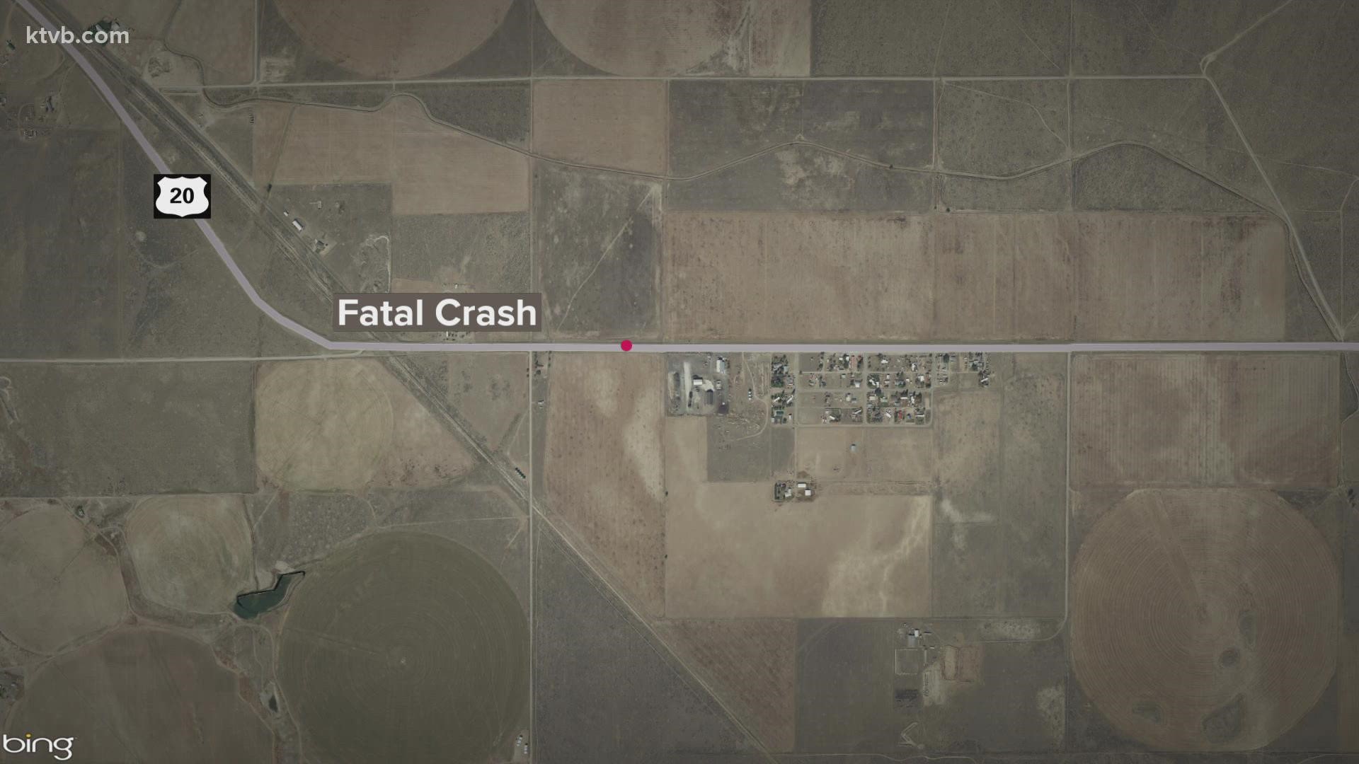 Idaho State Police say the driver was killed Thursday night after his car ran into the back of a pickup on U.S. 20-26 in Butte County.