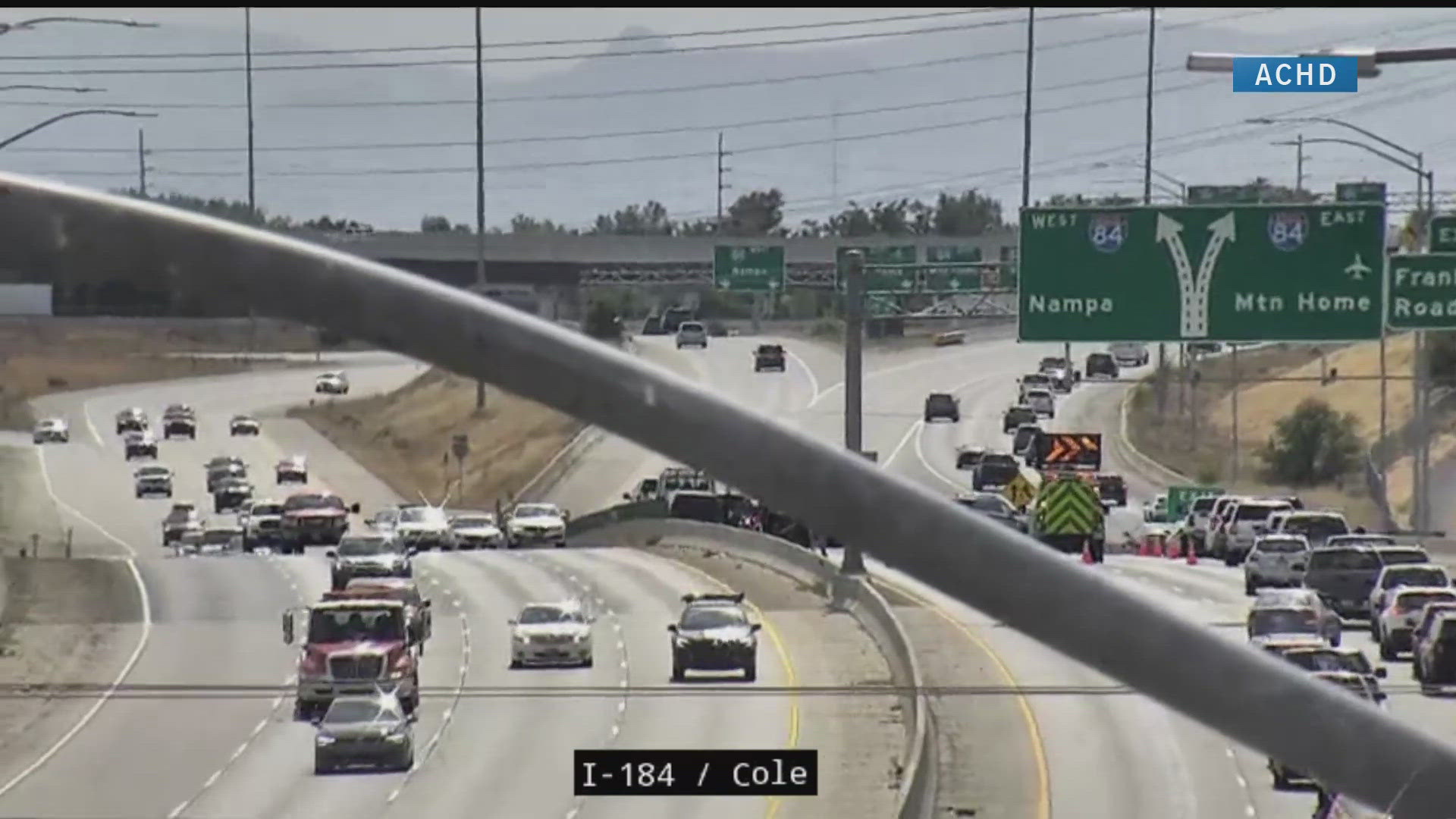 A crash on westbound I-184 near Franklin Road is impacting traffic Tuesday afternoon in Boise.