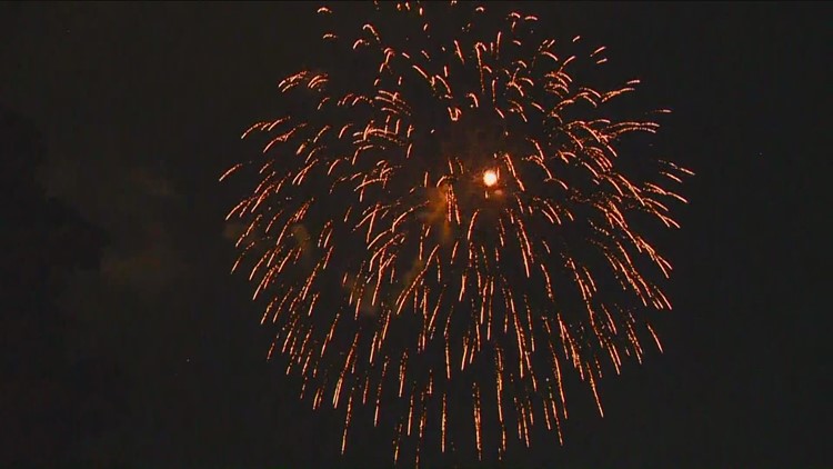 Fireworks over Ann Morrison Park on Fourth of July