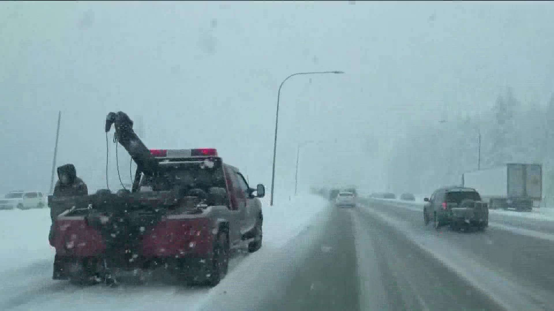 Several flights to and from the Boise Airport were canceled Friday morning, and powdery snow coated roads in the Treasure Valley.