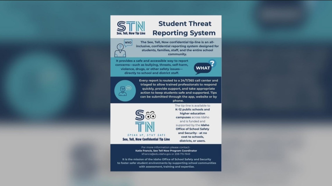 'See, Tell, Now!' website and tip line helping Idaho schools stay safe