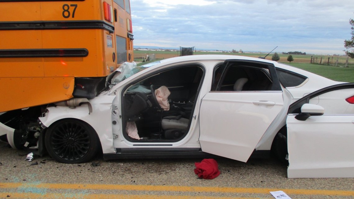 Car collides with school bus full of children in Caldwell | ktvb.com