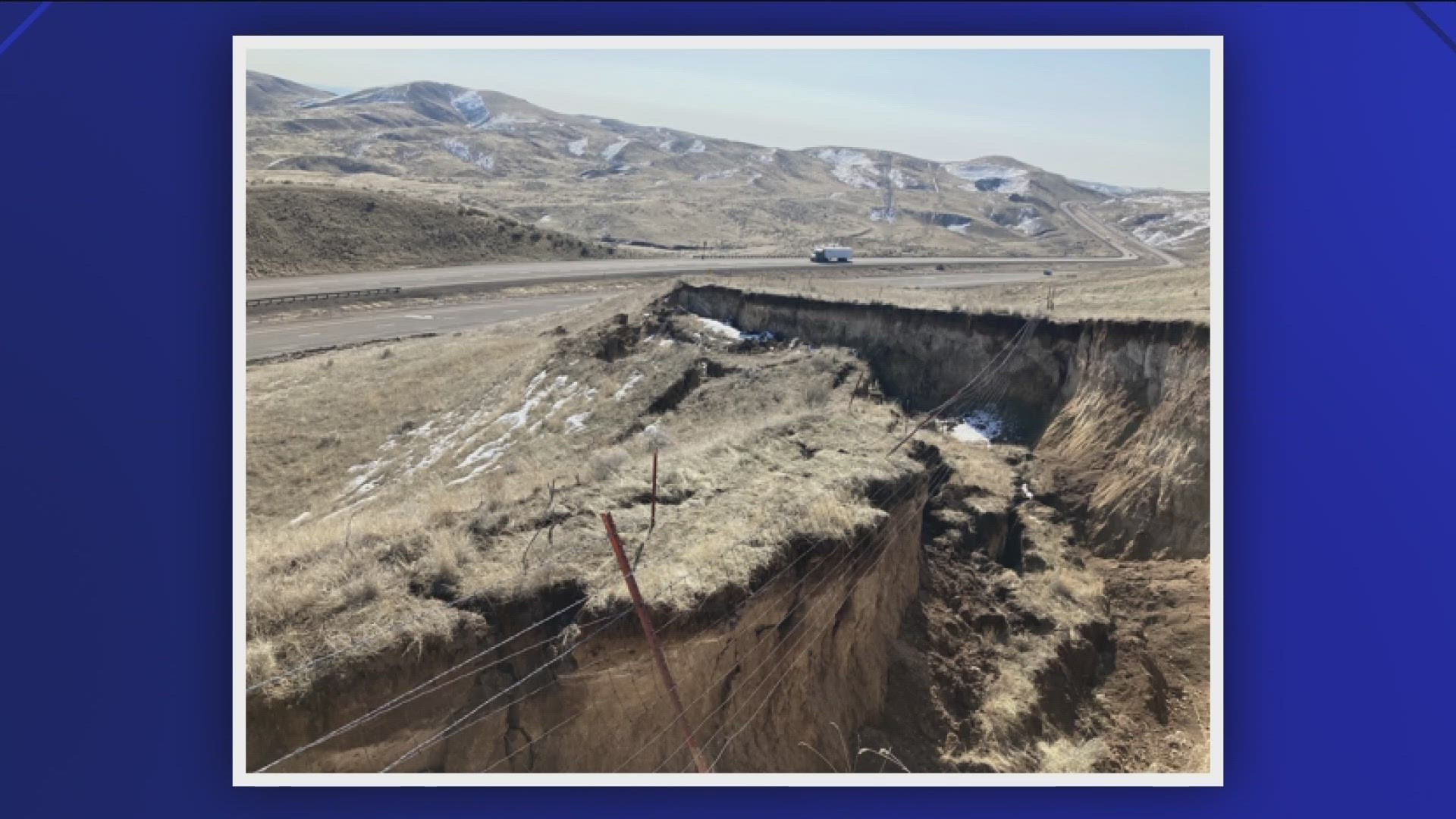 ODOT said the crescent-shaped cut, which was discovered in early February, is 200 yards long, 100 yards wide and 30 feet deep.