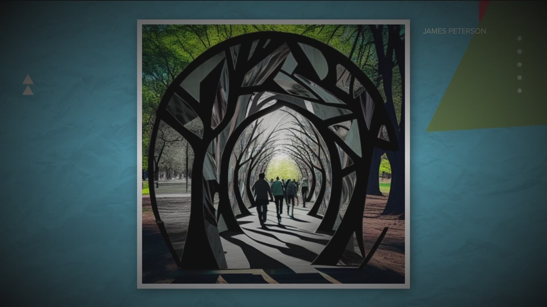 Artist James Peterson asks for community input on new sculpture being built in Redwood Park.