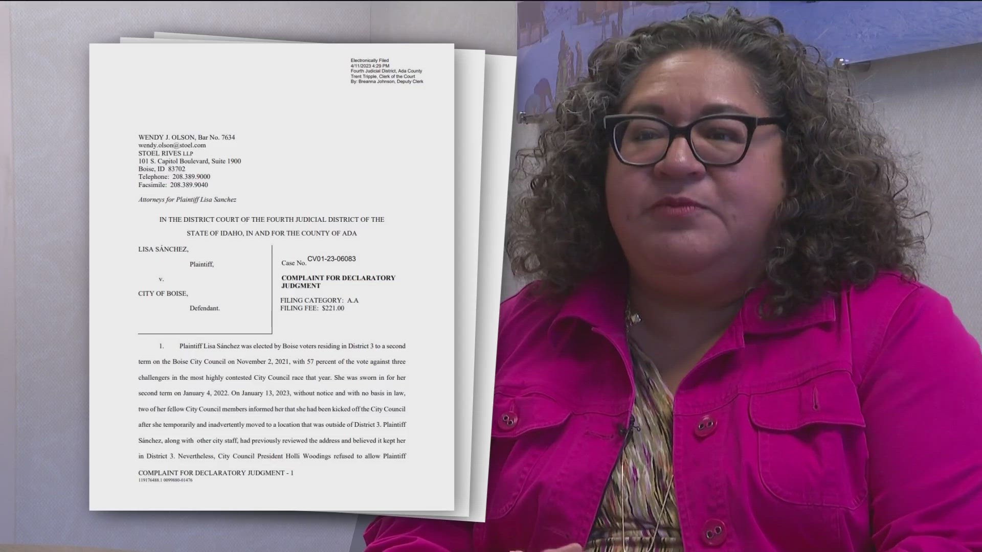 The suit was filed Wednesday, April 11. Sánchez claims the city has no authority to remove her from her seat.