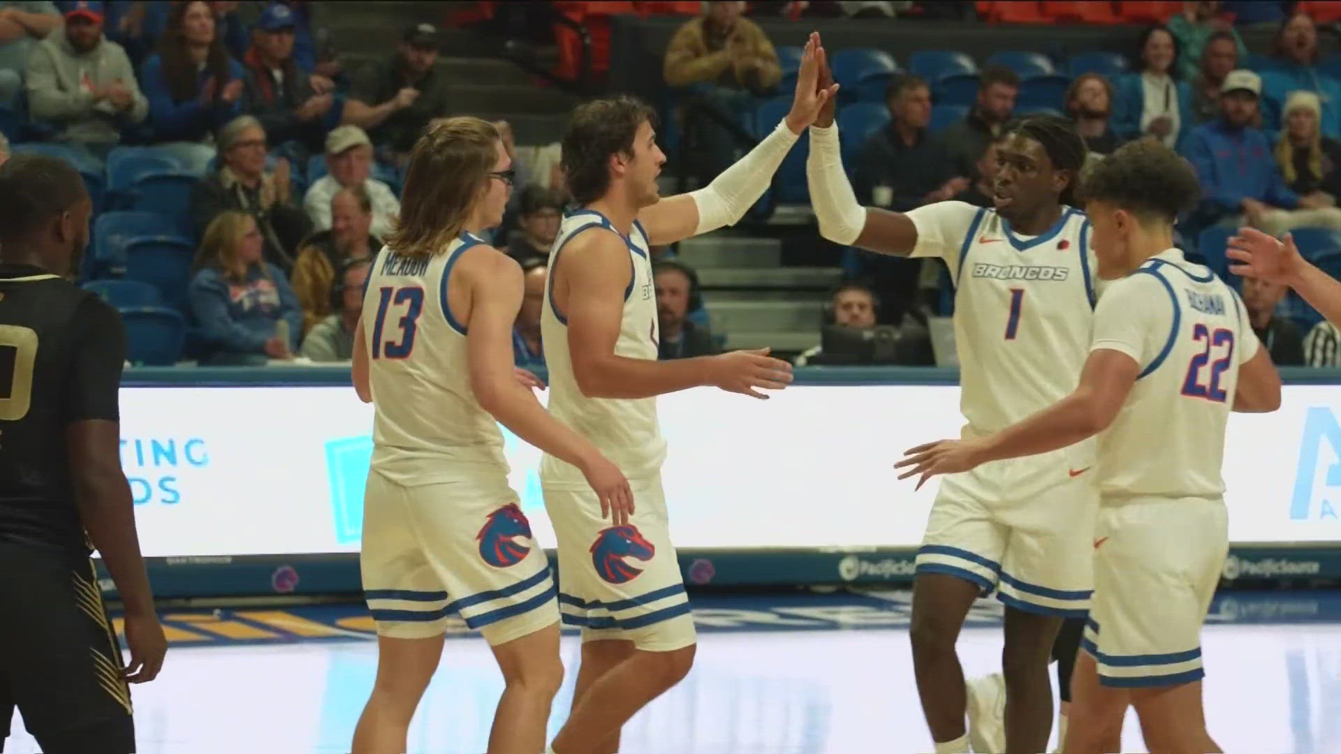 O'Mar Stanley and Andrew Meadow led Boise State with 15 points each in front of 10,626 fans, the largest crowd for a home opener in program history.