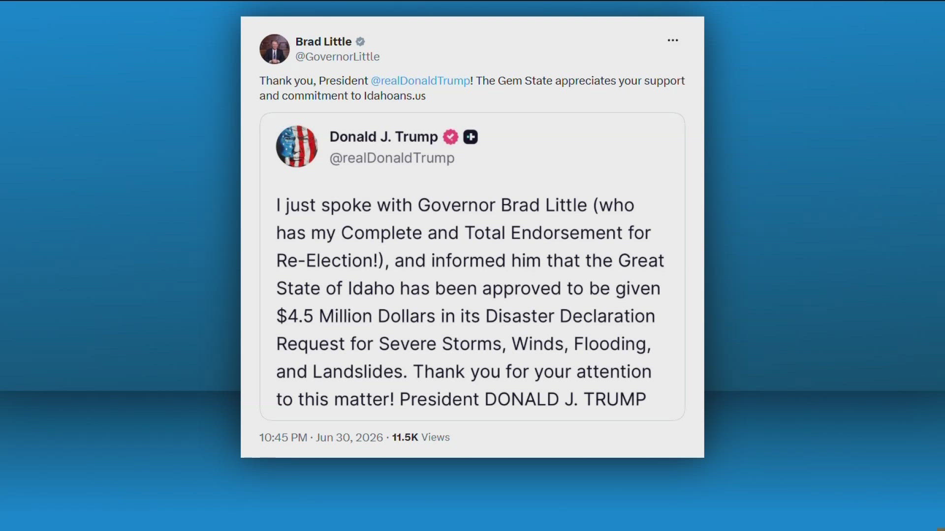 President Trump approves Idaho Disaster Declaration | ktvb.com