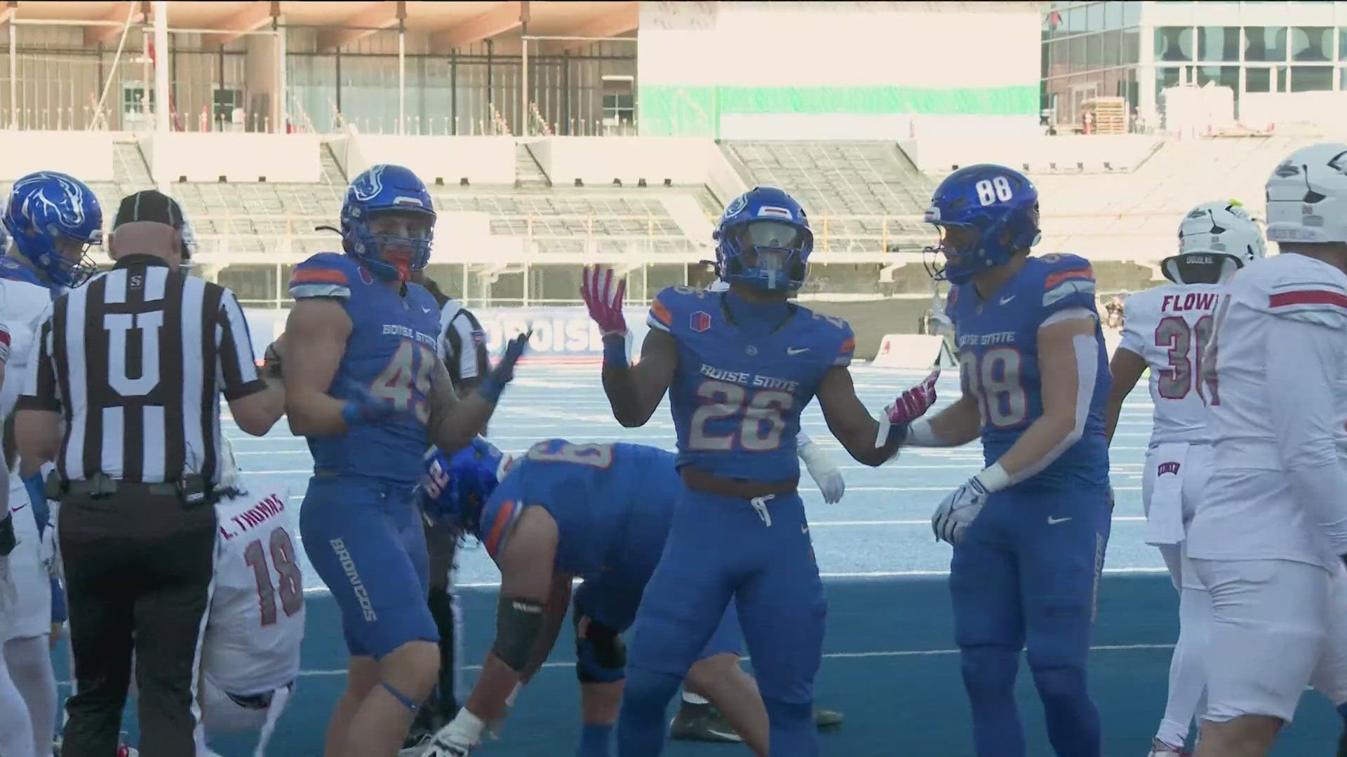 Boise State handled an undefeated UNLV team decisively on the Blue. Maddux Madsen announced his engagement after the big win.