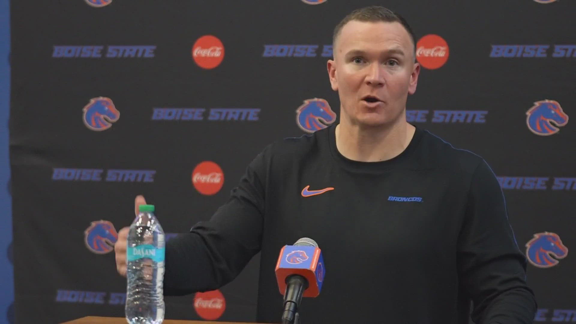 Head coach Spencer Danielson meets with the media to share instant takeaways from No. 12 Boise State's 28-21 victory over Nevada on Saturday night.